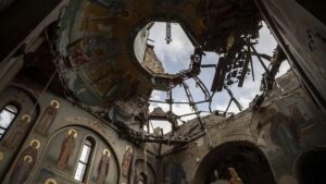 The Ukrainian city of Konstantinovka is almost completely destroyed by Russian invaders